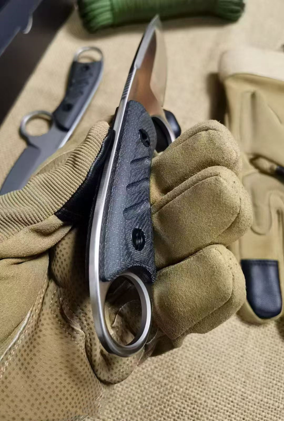 HJF Defender Small DC53 Steel Fixed Blade Knife for Combat Self-defense