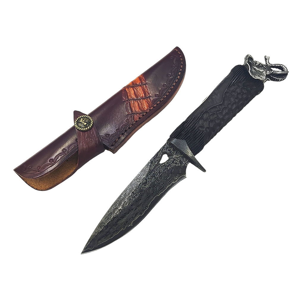 Lucky Elephant Damascus Steel Outdoor Fixed Blade Knife