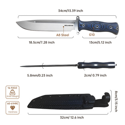 Reclusedge Light Gemini A8 Steel G10 Handle Fixe Blade Bowie Knife