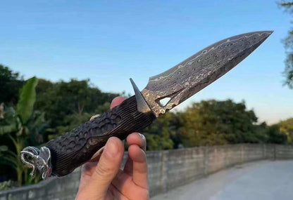 Lucky Elephant Damascus Steel Outdoor Fixed Blade Knife