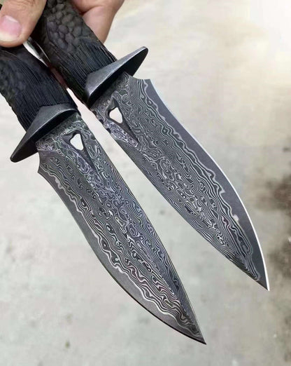 Lucky Elephant Damascus Steel Outdoor Fixed Blade Knife