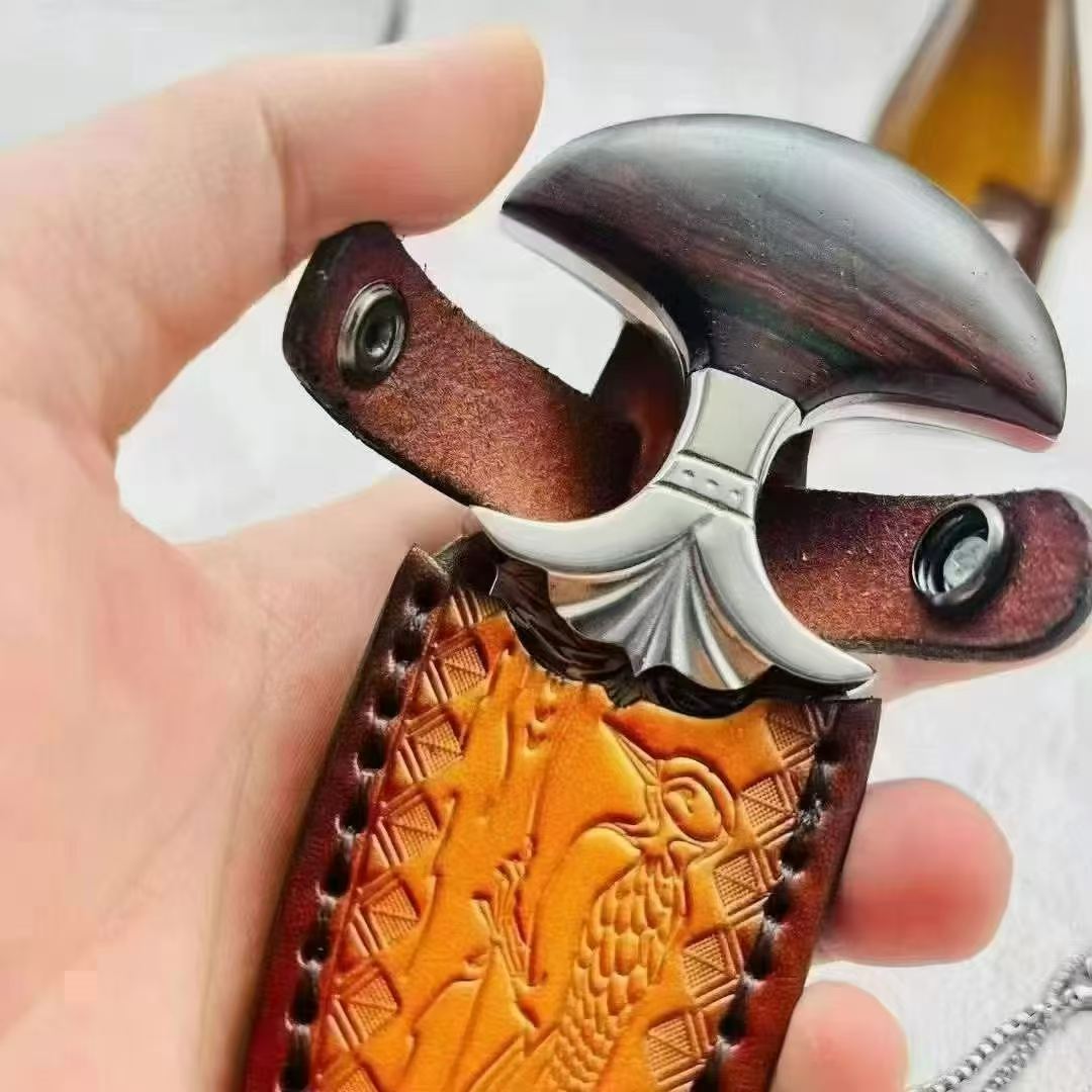 Damascus Pattern 9Cr15Mov Steel Blade Push Knife