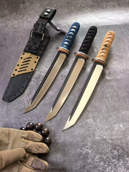 HJF War Tiger Samurai Knife DC53 Steel Fixed Blade Knife