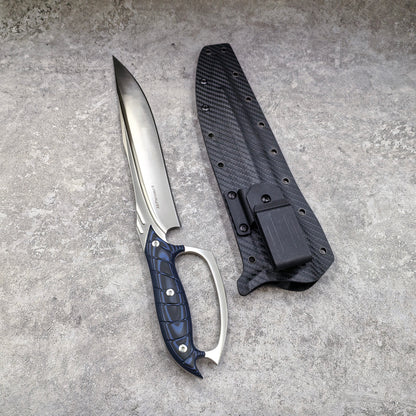 Reclusedge Pterosaur A8 Steel Big Bowie Fixed Blade Knife with Hand Guard