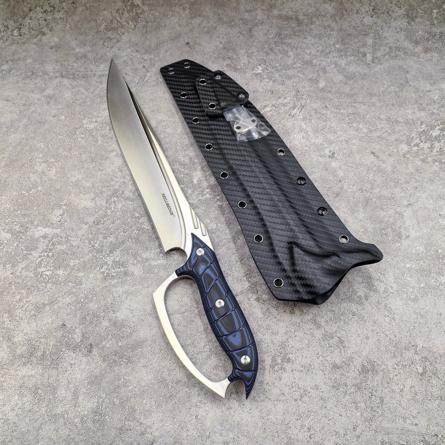 Reclusedge Pterosaur A8 Steel Big Bowie Fixed Blade Knife with Hand Guard