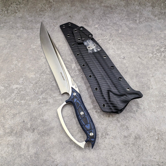 Reclusedge Pterosaur A8 Steel Big Bowie Fixed Blade Knife with Hand Guard