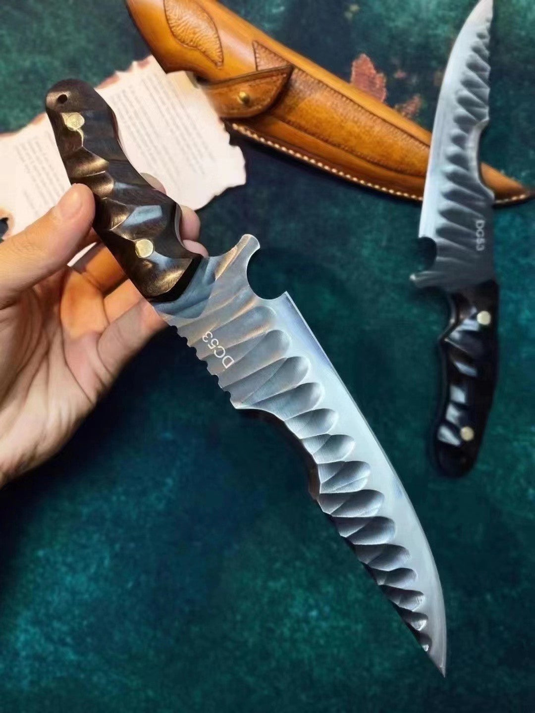 TuJi DC53 Steel Outdoor Full Tang Fixed Blade Knife Convex Grind Knife
