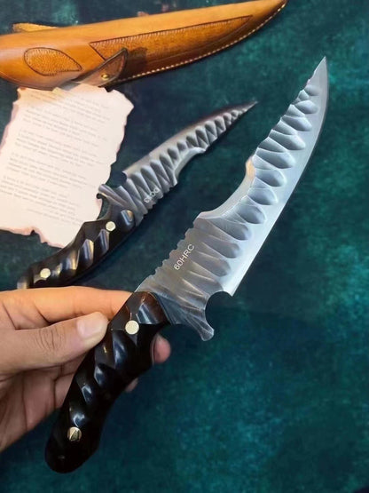 TuJi DC53 Steel Outdoor Full Tang Fixed Blade Knife Convex Grind Knife