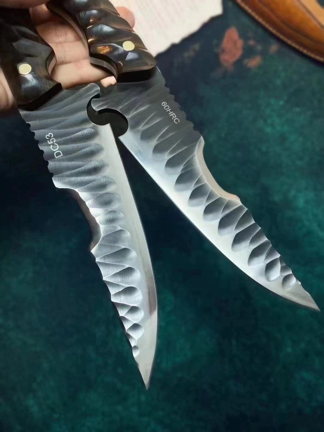 TuJi DC53 Steel Outdoor Full Tang Fixed Blade Knife Convex Grind Knife