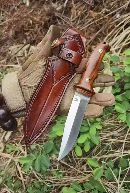 HJF Small Bear W18Cr4v Steel Fixed Blade Knife Bushcraft Knife