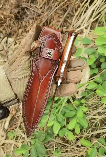 HJF Small Bear W18Cr4v Steel Fixed Blade Knife Bushcraft Knife