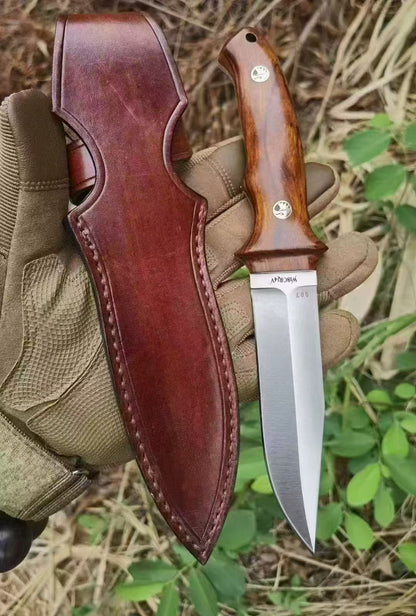 HJF Small Bear W18Cr4v Steel Fixed Blade Knife Bushcraft Knife