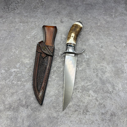 Wasteland Antler Handle Wooz Steel Fixed Blade Bowie Knife