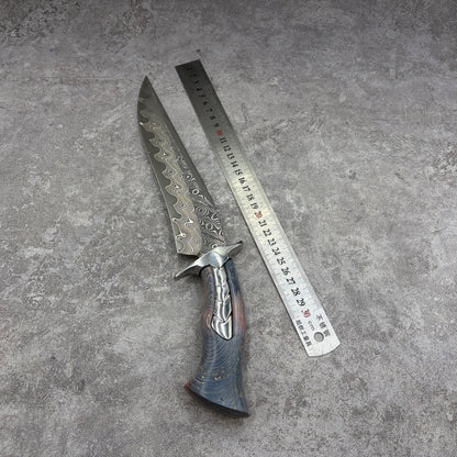Reclusedge Jade VG10 Damascus Steel Bowie Fixed Blade Knife for Collection