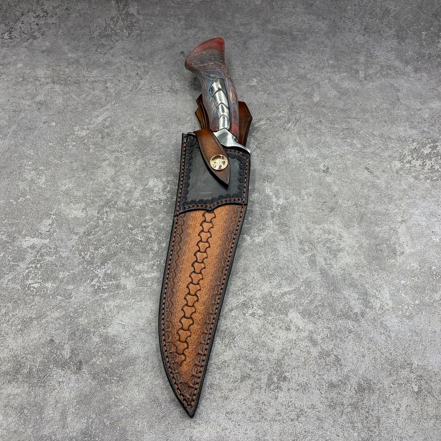 Reclusedge Jade VG10 Damascus Steel Bowie Fixed Blade Knife for Collection
