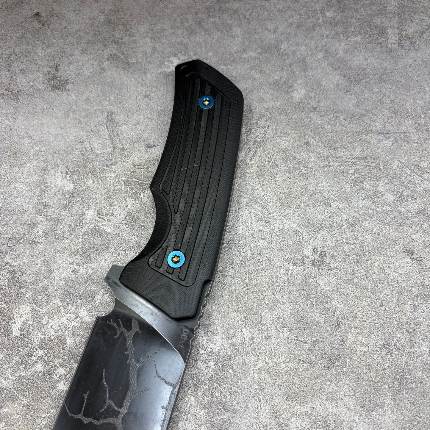 MieBa DC53 Steel Lightening Coated Fixed Blade Hunting Knife Outdoor