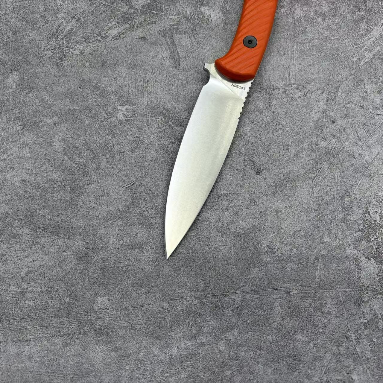 Reclusedge 14C28N Steel Outdoor Small Fixed Blade Knife With Orange Handle