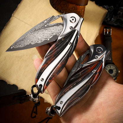 Damascus Steel Blade Folding Knife