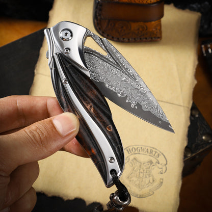 Damascus Steel Blade Folding Knife