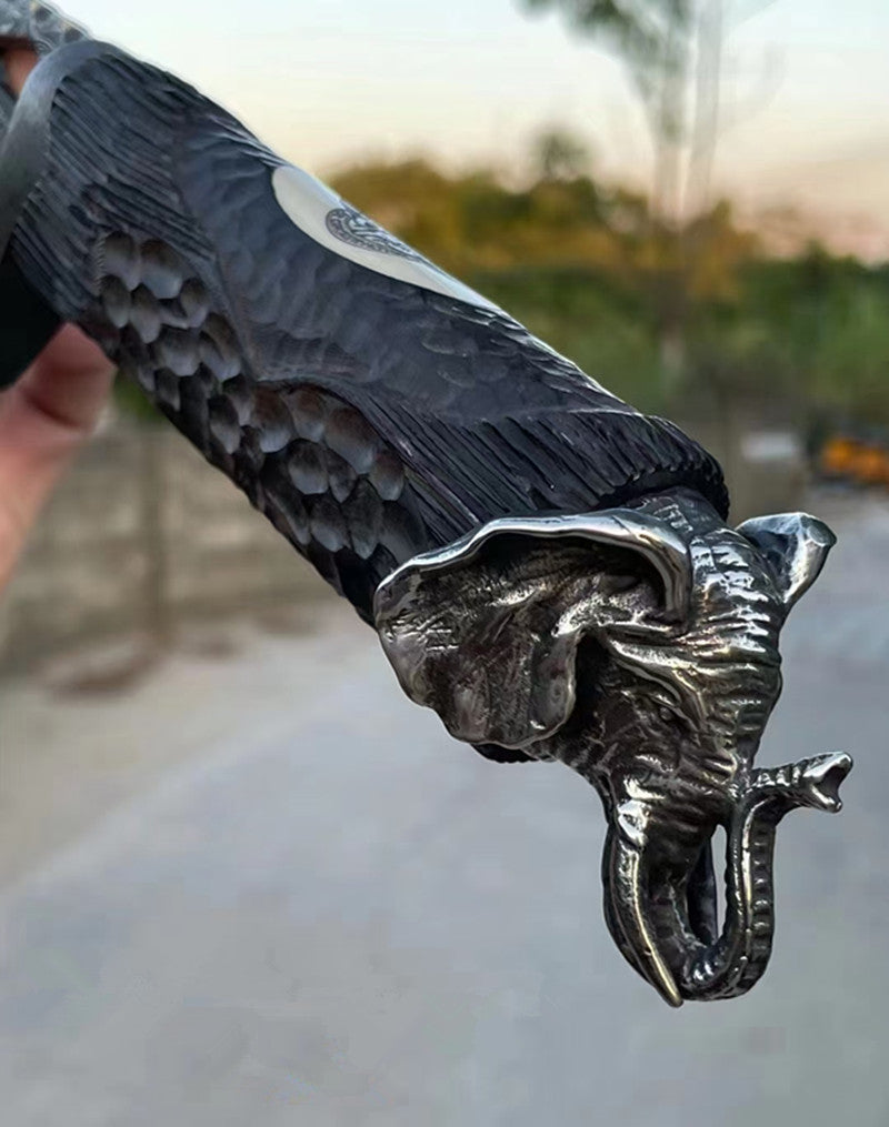 Lucky Elephant Damascus Steel Outdoor Fixed Blade Knife