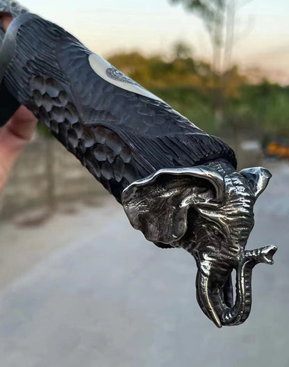 Lucky Elephant Damascus Steel Outdoor Fixed Blade Knife
