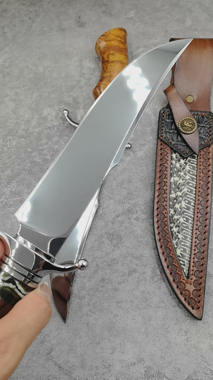Reclusedge  Mirror Light Surface DC53 Steel Fixed Blade Knife Bowie Knife For Collection