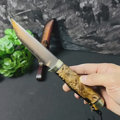 Japan SKD11 Steel Fixed Blade Knife Outdoor Camping Bushcraft